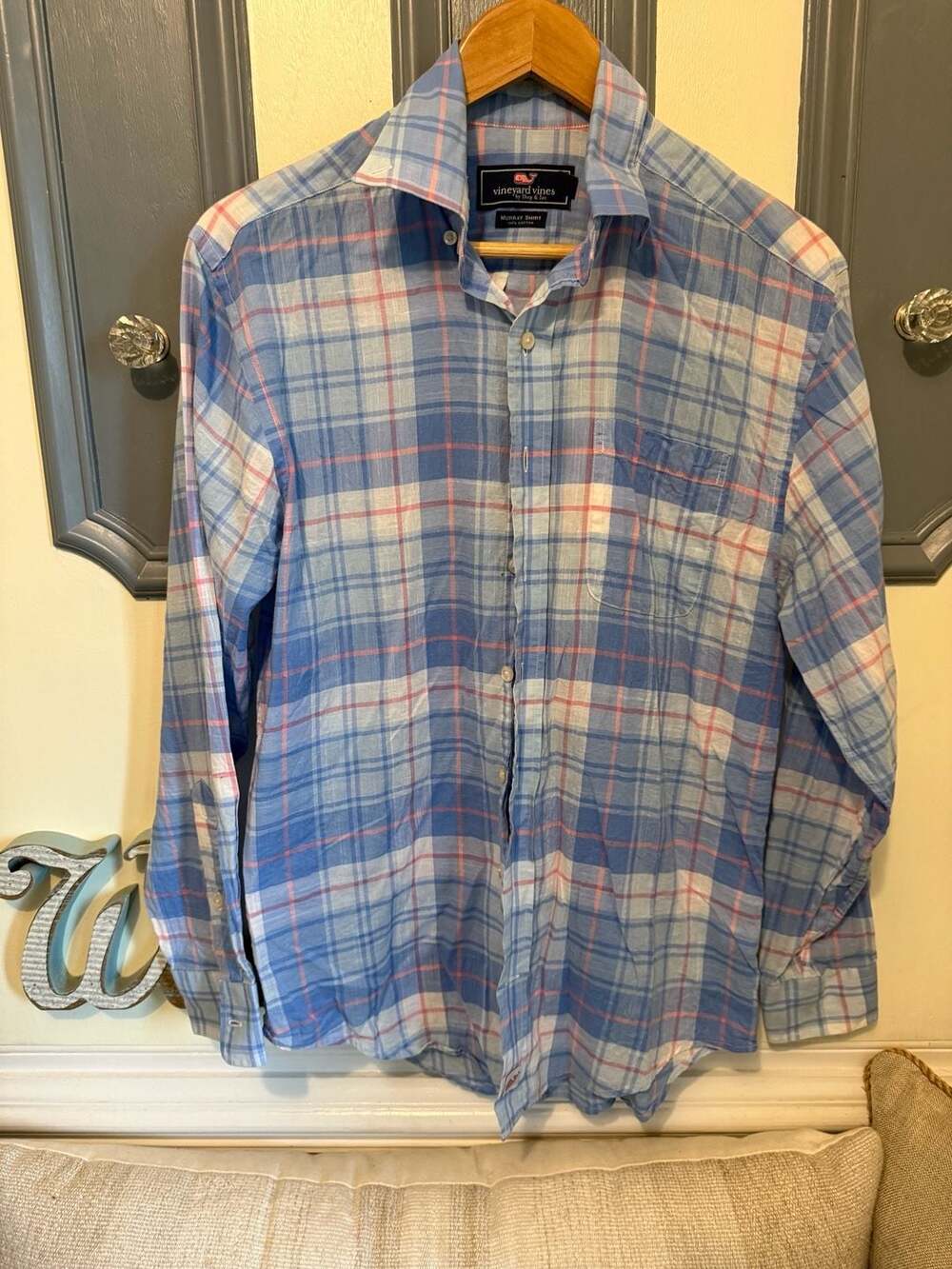 Vineyard Vines Men's Plaid Murray Shirt 100% Cotton Long Sleeve Size S